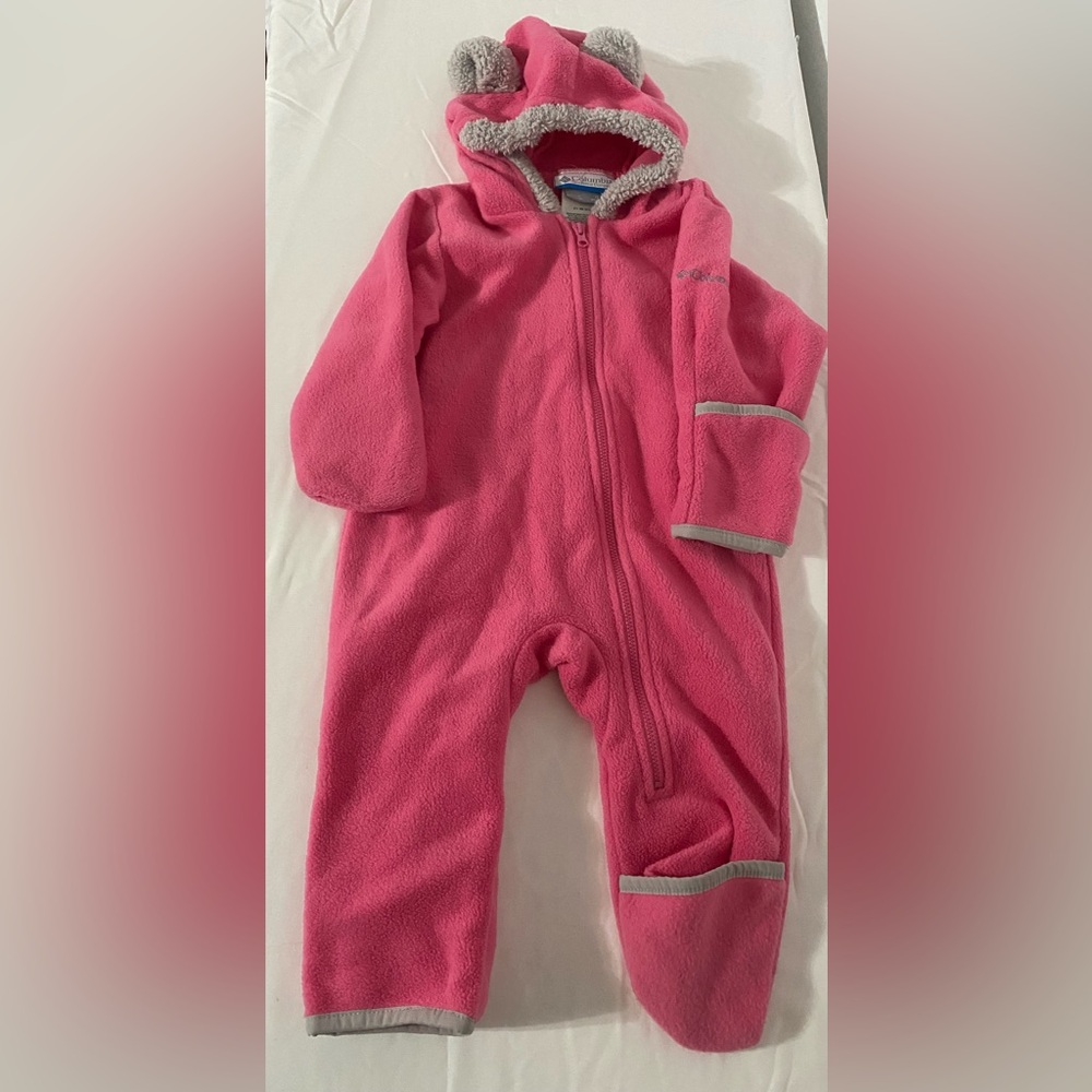 Columbia Fleece Baby Bear Hooded Bunting /Size 12m